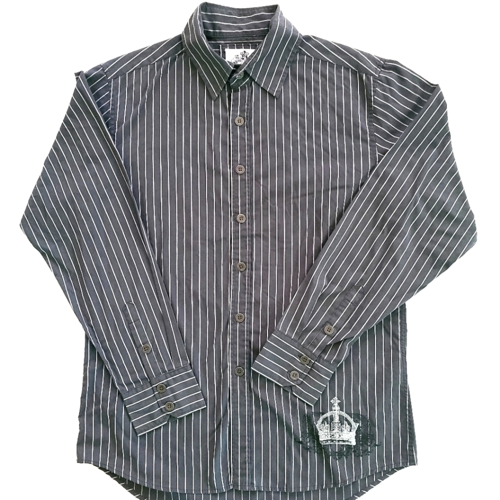 𝅺3/$20 Level Ten Gray Striped Button Down Shirt